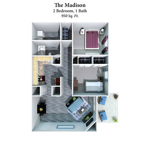 2 bed 1 bath at 450 on Keeneland Apartments, Kentucky, 40475